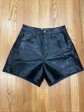 Agolde Black Faux Leather High-Waist Shorts